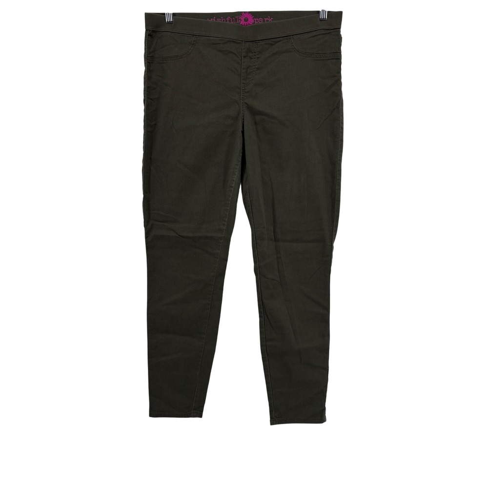 Wishful Park Olive Green Stretch Jeggings‎ Pants Women's XL Pull On Skinny